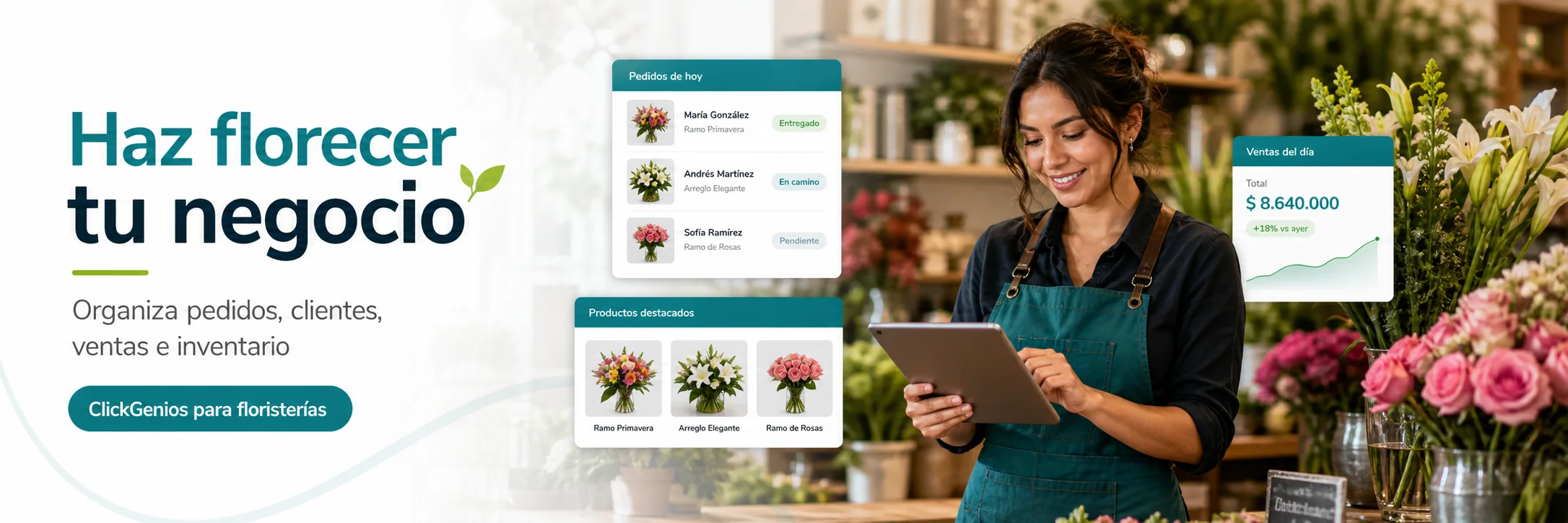 ClickGenios para gestionar una floristería